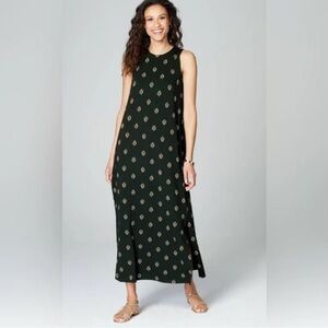 J. Jill Black and Gold Patterned Maxi Dress